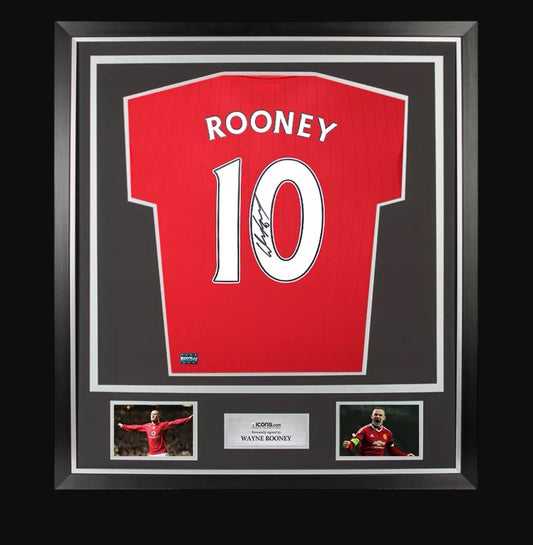 Wayne Rooney Back Signed Manchester United 2022-23 Home Shirt with Fan Style Numbers In Classic Frame