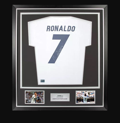 Ronaldo Signed Modern Real Madrid Home Shirt With Fan Style Number In Classic Frame