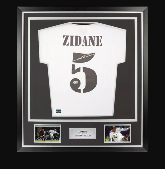 Zinedine Zidane Back Signed Real Madrid Icon Shirt In Classic Frame